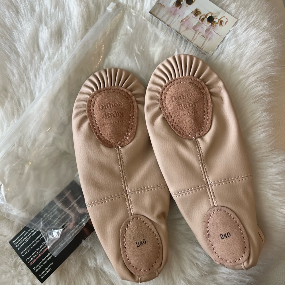Dubee Baby Dance Ballet Shoes Nude, Peach Suede Sole Patches Split Sole …